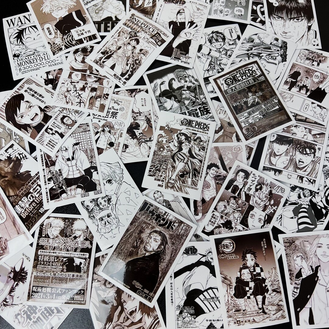 Adesivi Anime Manga Bianco E Nero - 100 Pezzi Impermeabili In Vinile - Per Laptop E Bottiglie - Foto 6